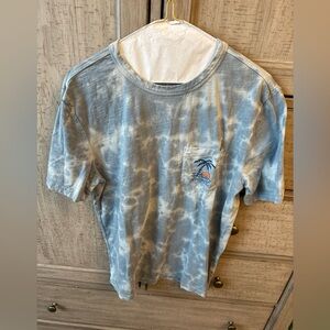 Faherty Tie-Dye Pocket Tee with Palm Graphic - Blue